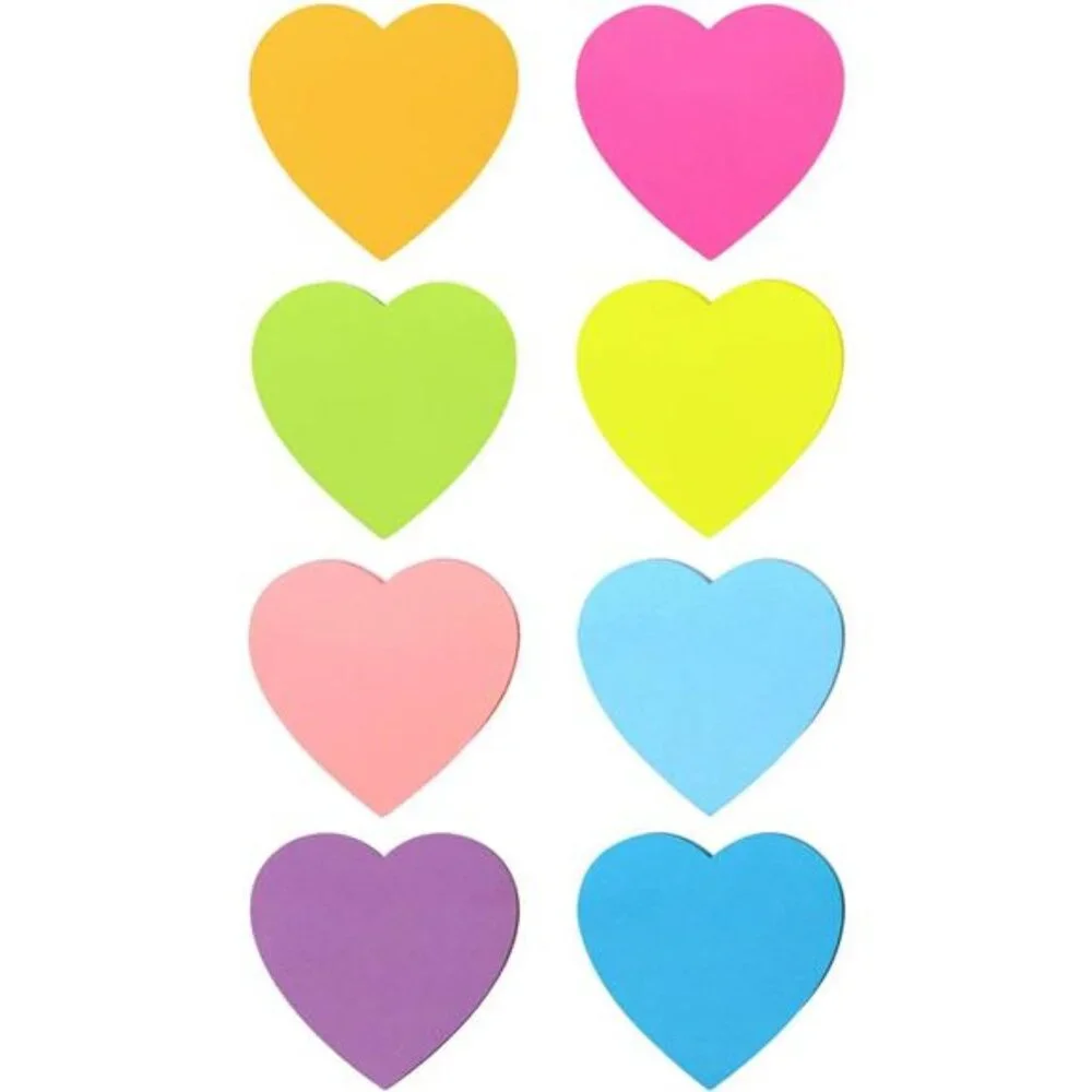 Heart Shape Sticky Notes 8 Color Bright Colorful Sticky Pad 75